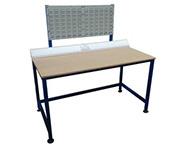 Electrical sockets and louver panels fitted to medium duty industrial workbench