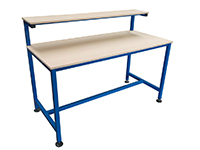 industrial workbench with upper shelf