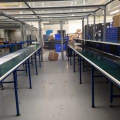 benches and roller conveyor