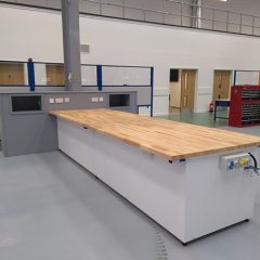 Custom fitted industrial workbench