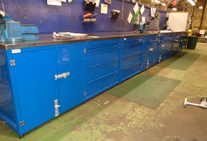 Heavy duty workbench in workshop