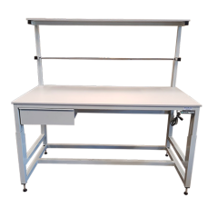 Height adjustable industrial workbench standing