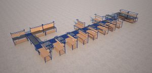 conveyor line and workbenches