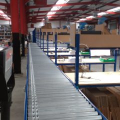 powered roller conveyor and benches
