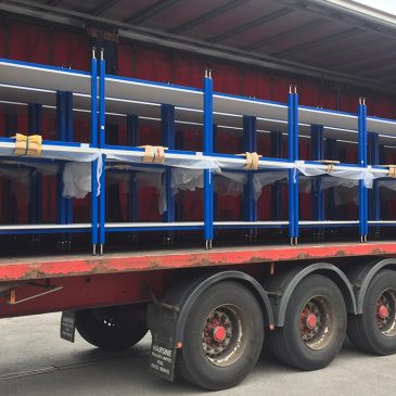 Packing benches loaded for delivery to customer