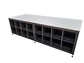 bench with pigeon holes