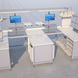 M shaped workstation render