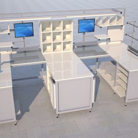 M shaped workstation render
