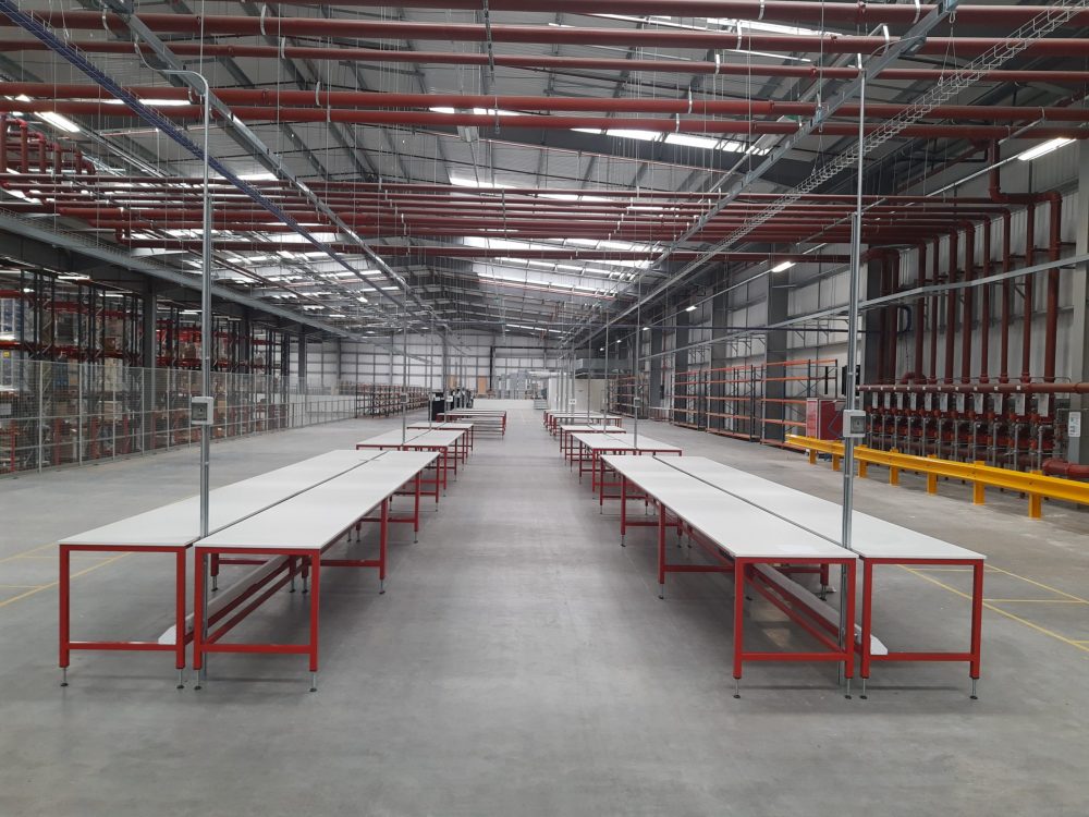 Warehouse packing tables