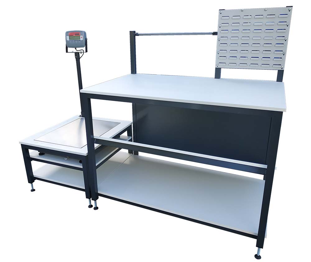 workbench with integrated weighing scales