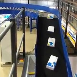 boxes on incline conveyor