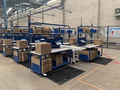 Warehouse outlet packing benches