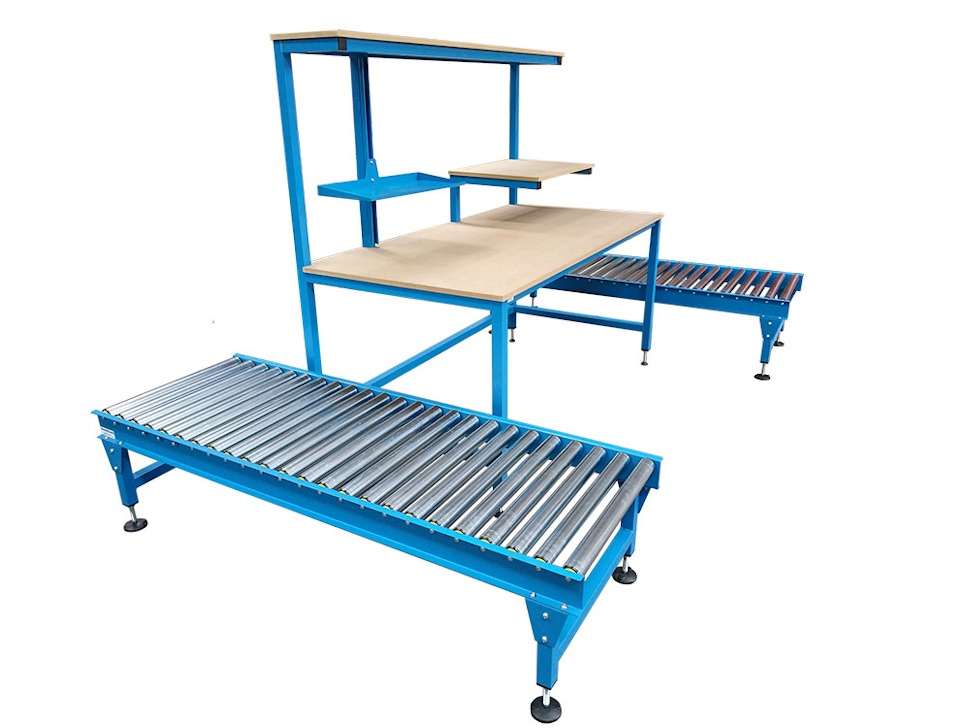workbench with roller conveyors