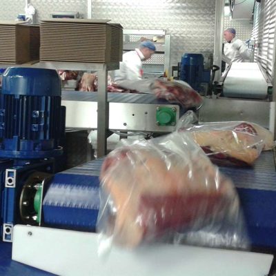 meat handling modular belt system