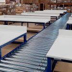lineshaft driven roller conveyor and packing benches