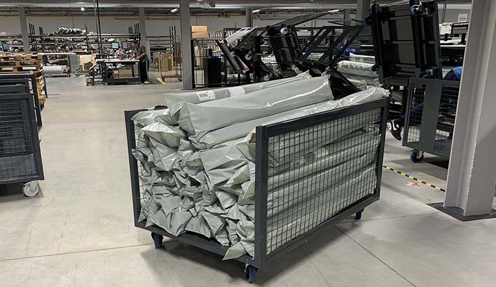 Specialist trolley for fabric manufactured by Spaceguard Specialist trolley for fabric manufactured by Spaceguard