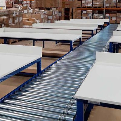Lineshaft conveyor & packing benches