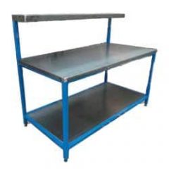 Steel bench with upper shelf