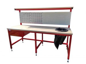 workbench with integrated bin