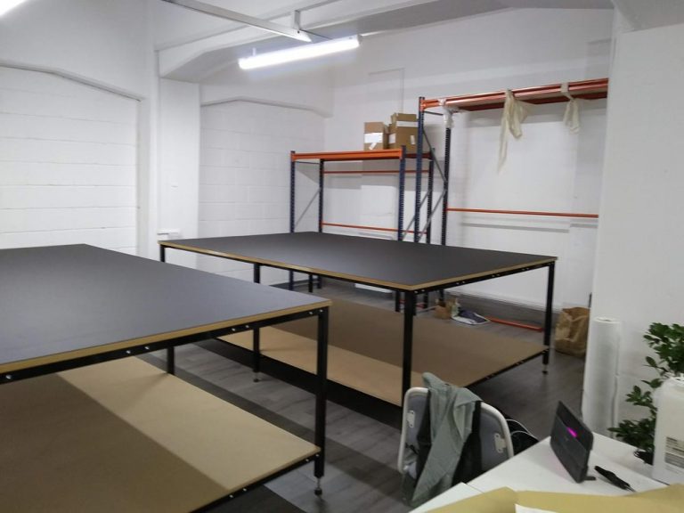 Cutting tables built on-site for sustainable fashion retailer