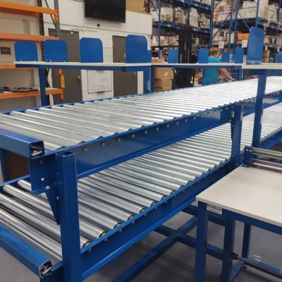 Gravity Conveyor with Packing Tables