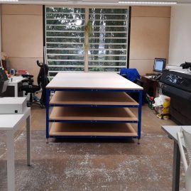 Cutting Table with Shelves