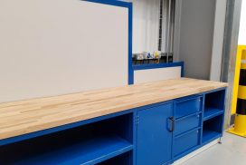 Large workstations and storage made to fit workshop space