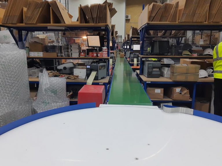Packing Area for Online Retailer with Conveyor Belt & Bespoke Packing Stations