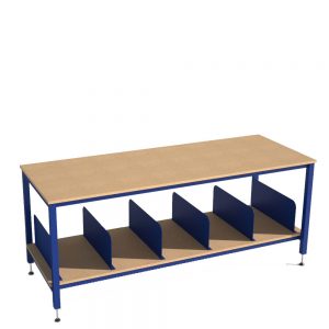 Packing bench with lower dividers
