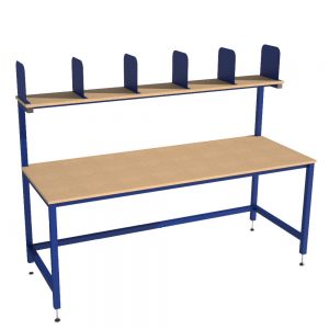 Packing bench with upper dividers