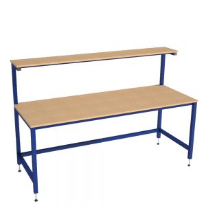 Packing bench with upper shelf