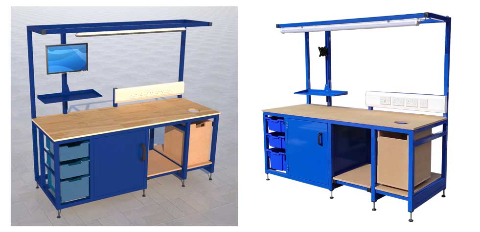 Industrial Workbench with Storage & Computer Station