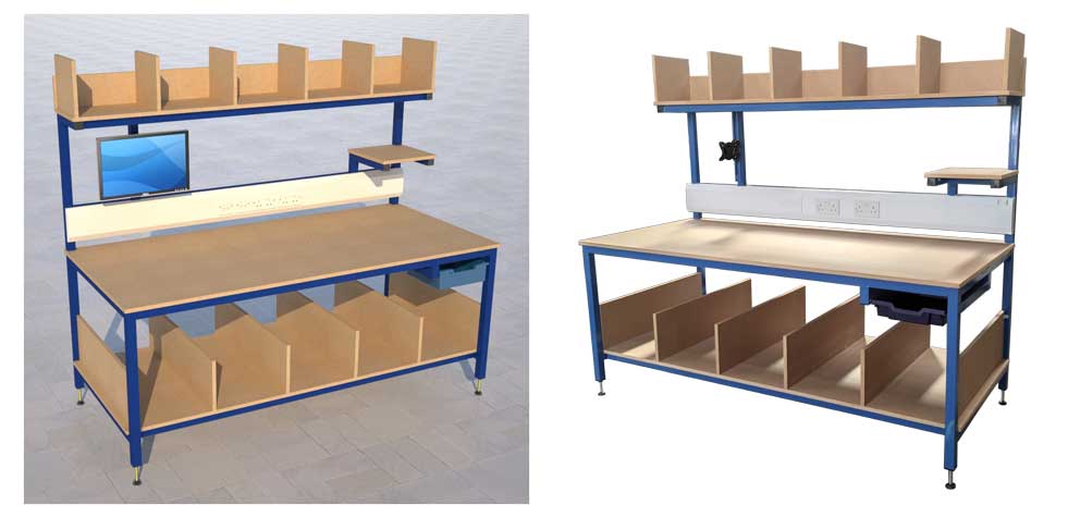 MDF Packing Bench with Dividers