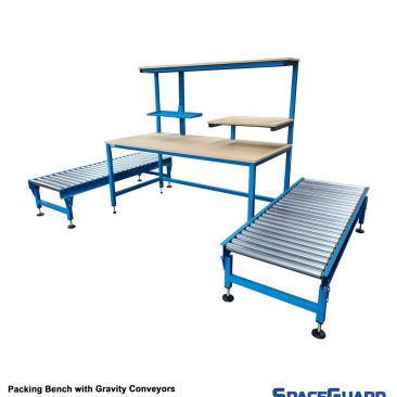 packing bench with twin gravity conveyors