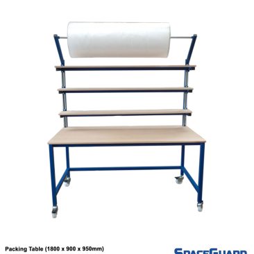 packing table with roll holder