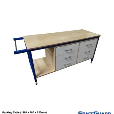 packing table with drawers