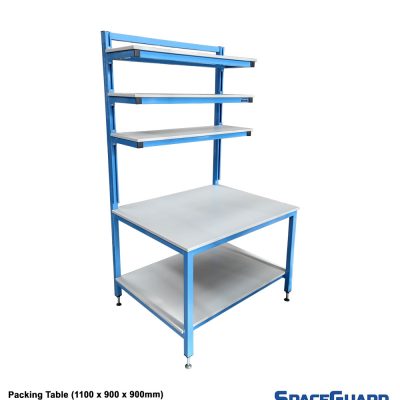 packing table with shelves