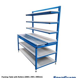packing table with rollers