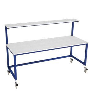 Mobile Packing Table with Upper Shelf
