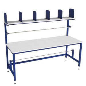 Packing Table with Upper Shelf Dividers & Roll Holders