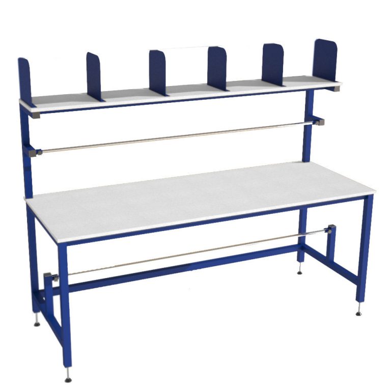 Packing Table with Upper Shelf, Dividers and Roll Holders