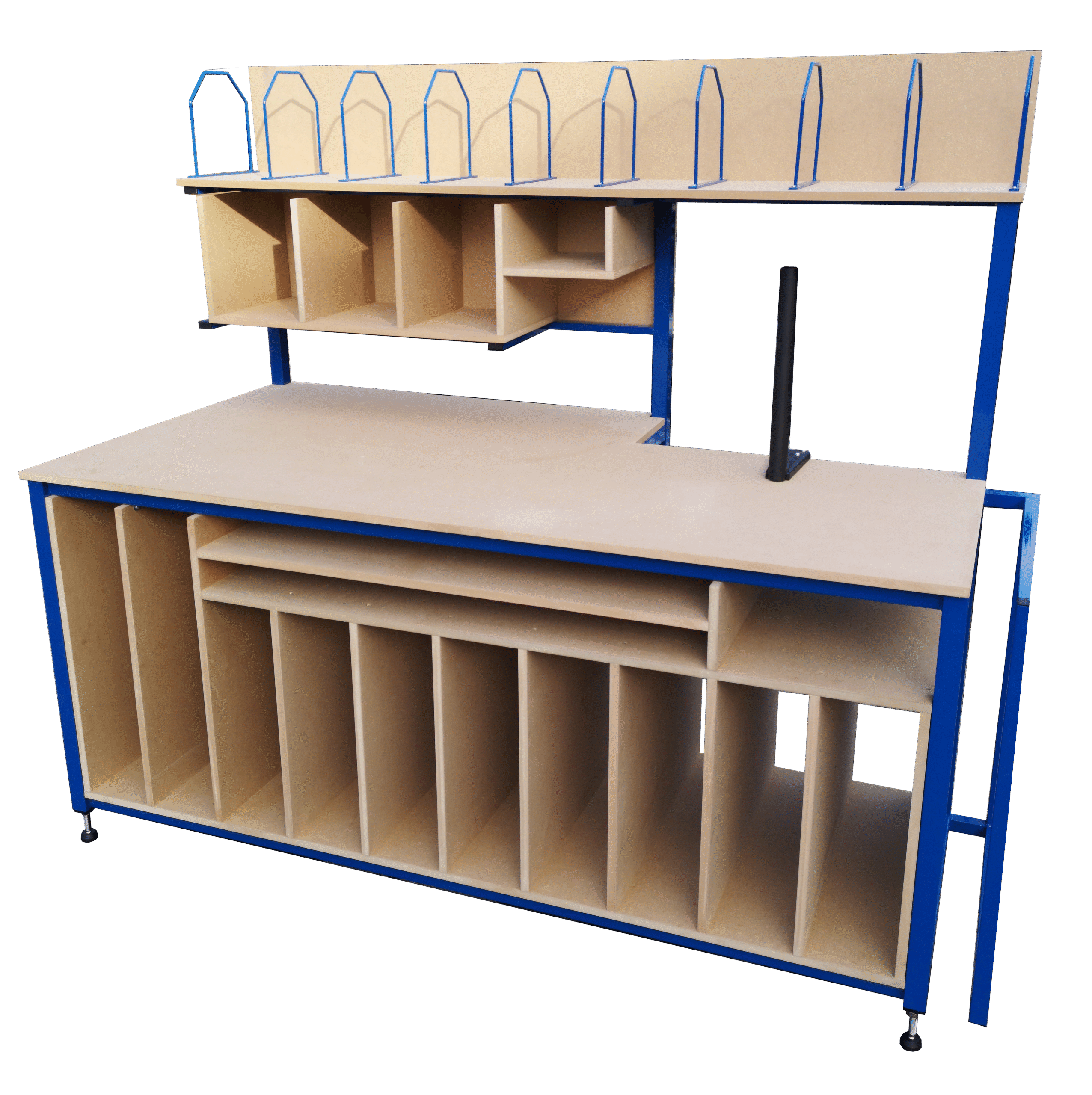 wooden and steel bespoke packing table