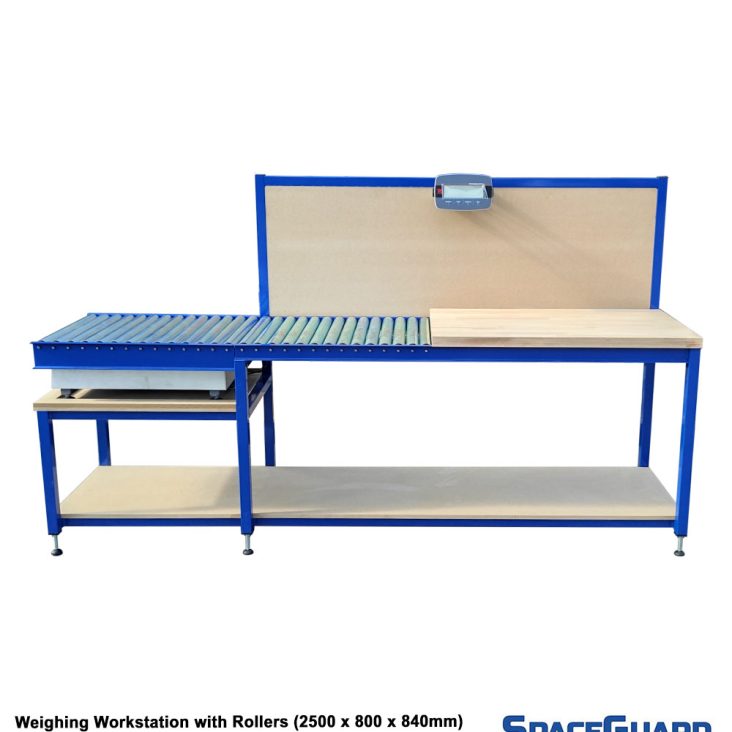 weighing workstation with rollers