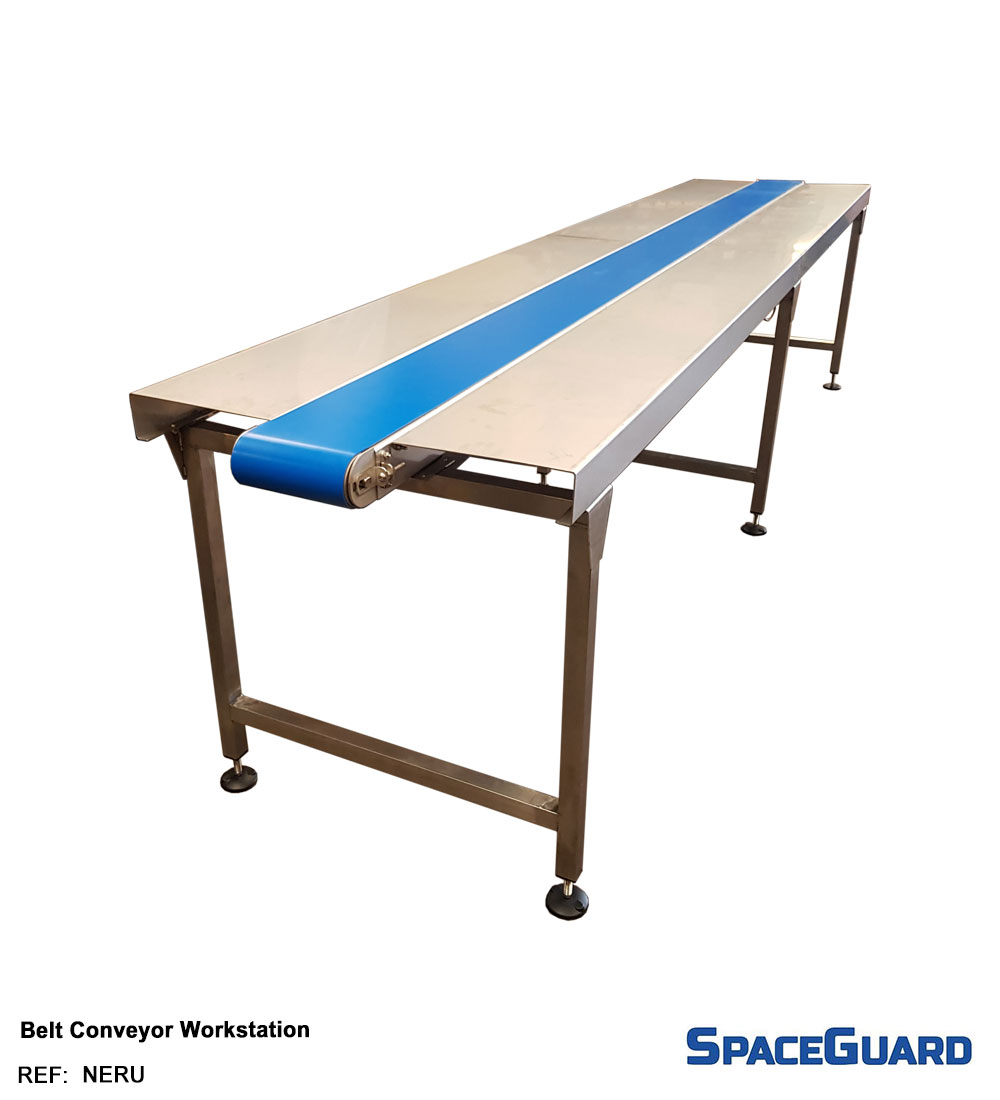 belt conveyor with side shelves